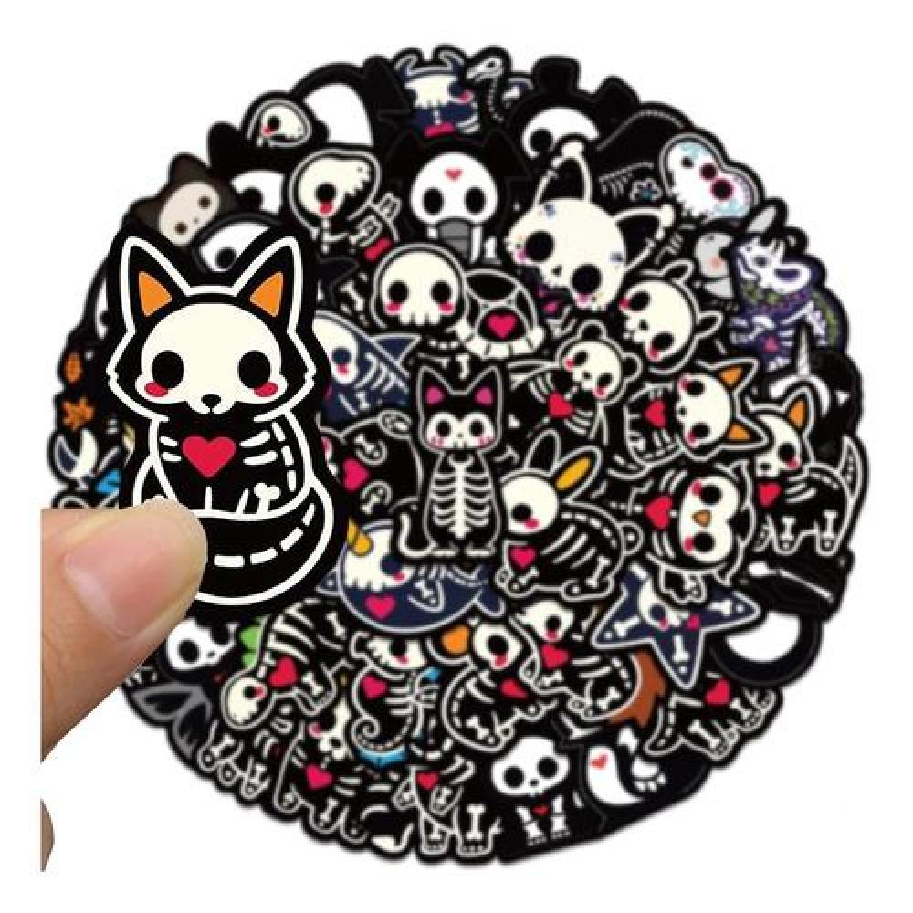 Set Stickers calcomonias Animalitos corazon skull black love