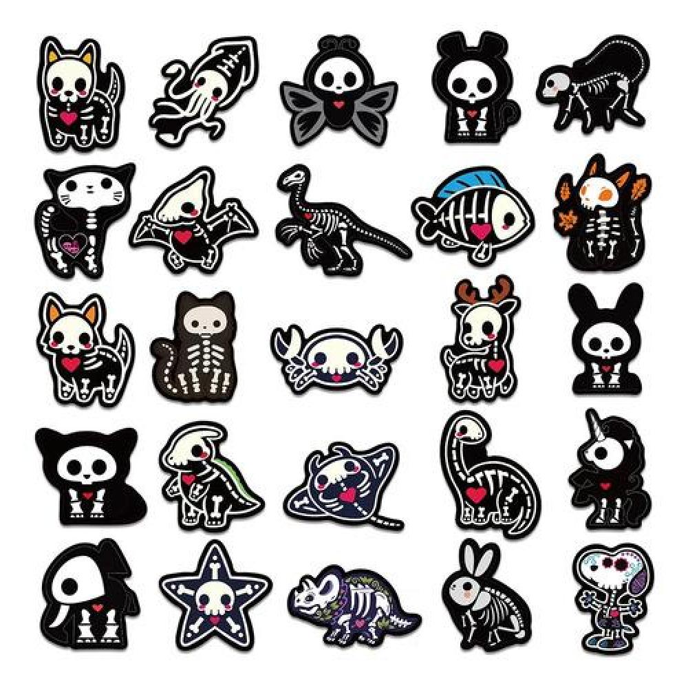 Set Stickers calcomonias Animalitos corazon skull black love