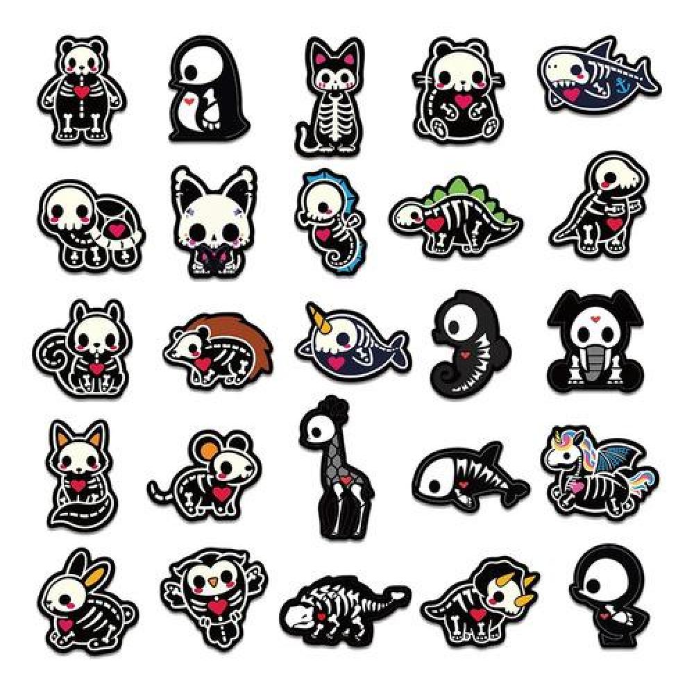 Set Stickers calcomonias Animalitos corazon skull black love