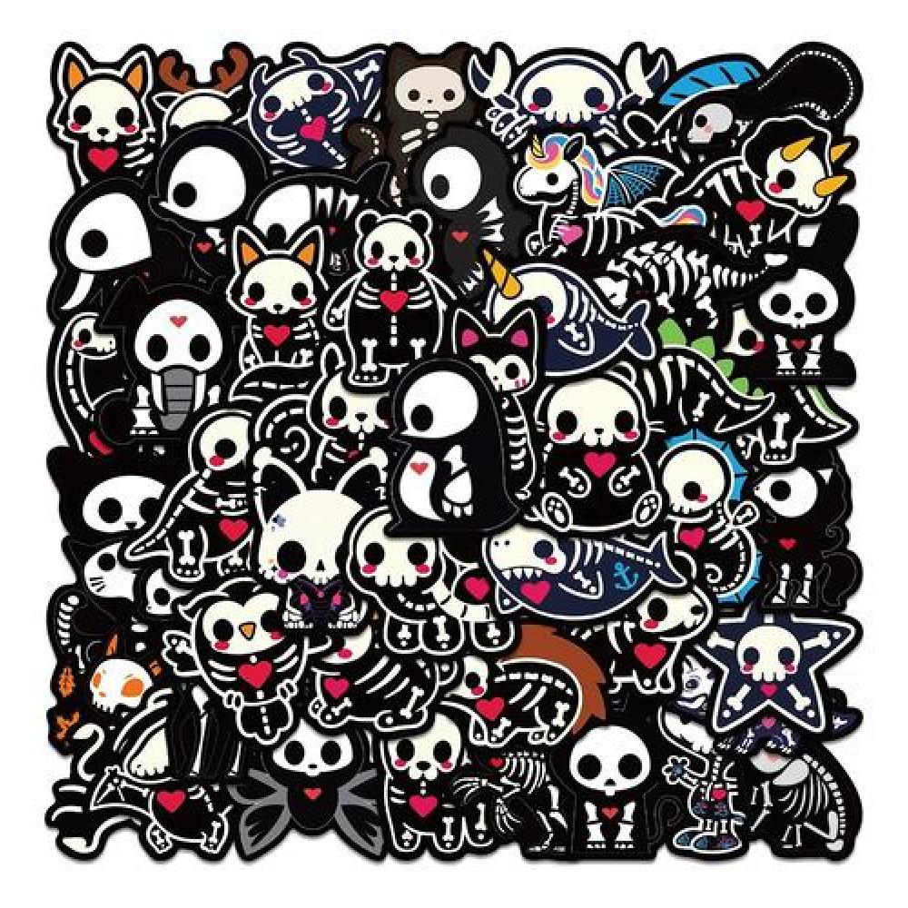 Set Stickers calcomonias Animalitos corazon skull black love