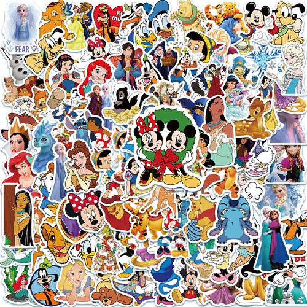 Pack 50 Sticker dibujos animados princesas Stich mickey