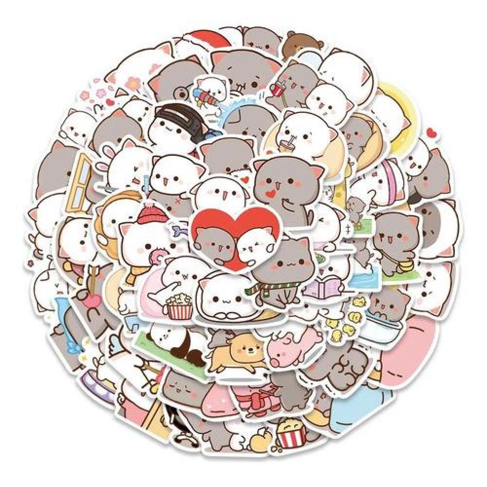 Set Stickers calcomonias Mochi Mochi Peach cat Gatitos kawai