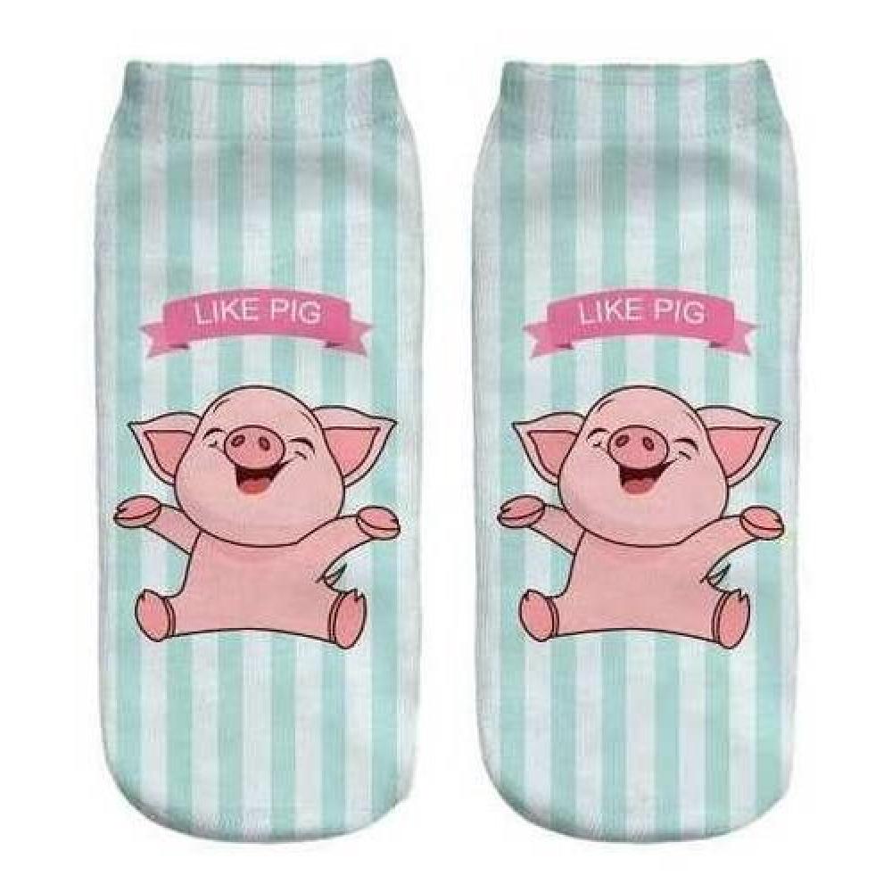 Calcetines Tobilleras 3d Impresos Chanchito Pato Kawaii