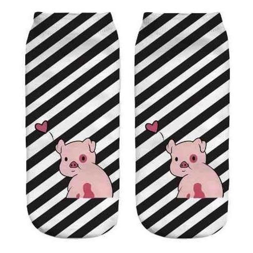 Calcetines Tobilleras 3d Impresos Chanchito Pato Kawaii