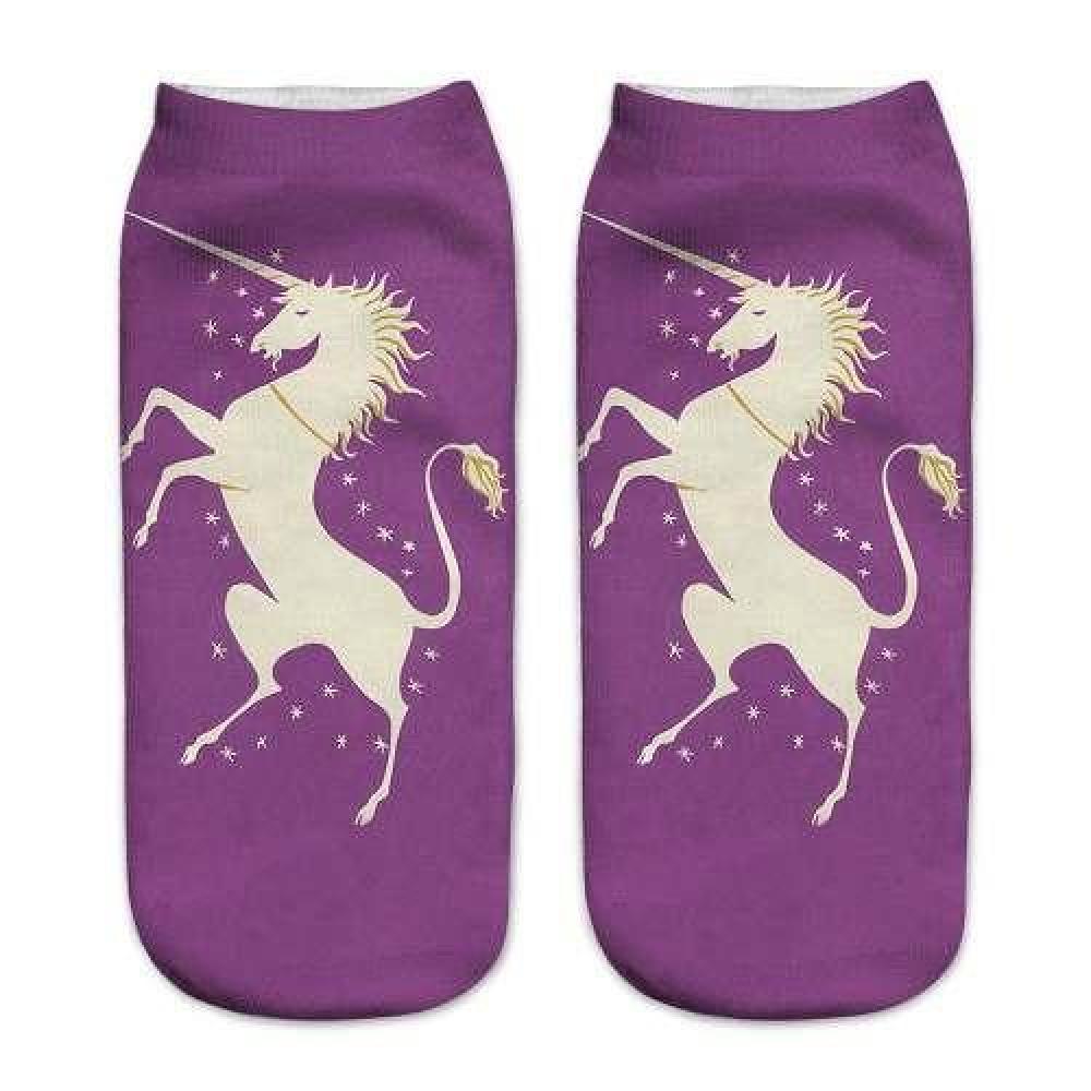 Calcetines Tobilleras 3d Impresos Unicornio Cut Kawaii