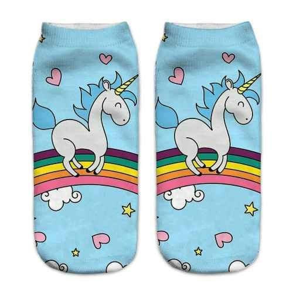 Calcetines Tobilleras 3d Impresos Unicornio Cut Kawaii