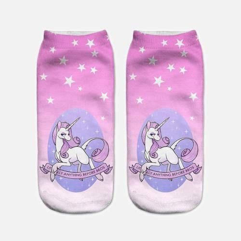 Calcetines Tobilleras 3d Impresos Unicornio Cut Kawaii