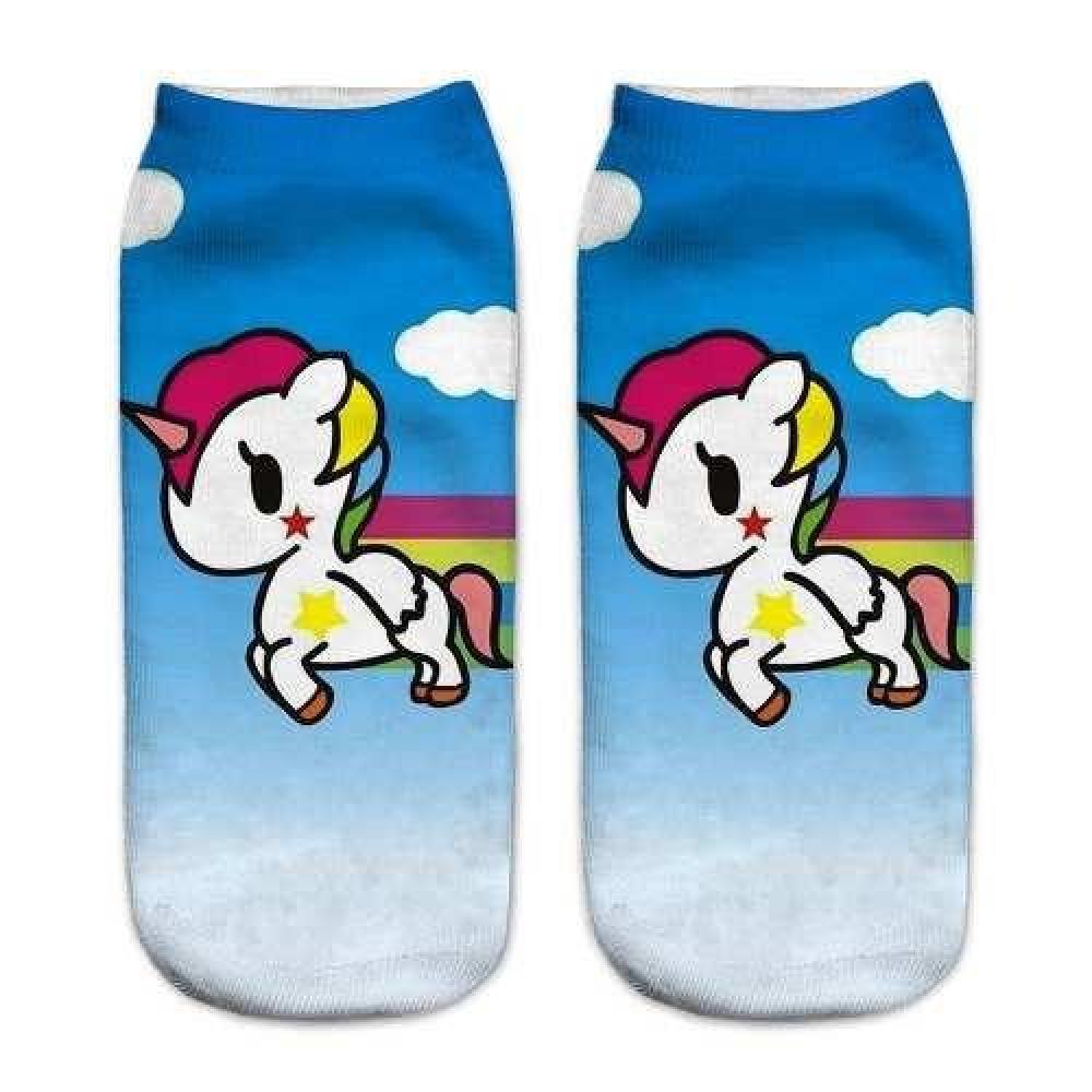 Calcetines Tobilleras 3d Impresos Unicornio Cut Kawaii
