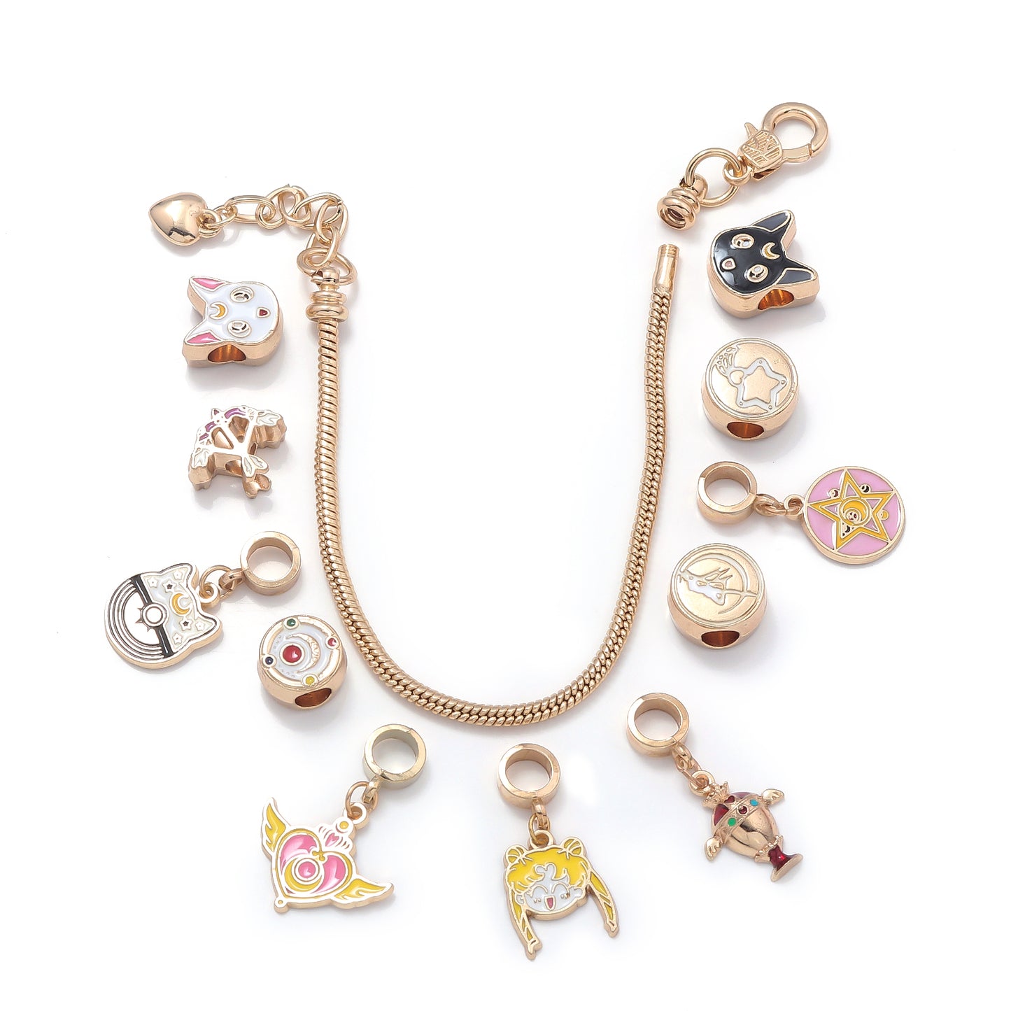 Pulsera Charms dorada dijes Sailor moon