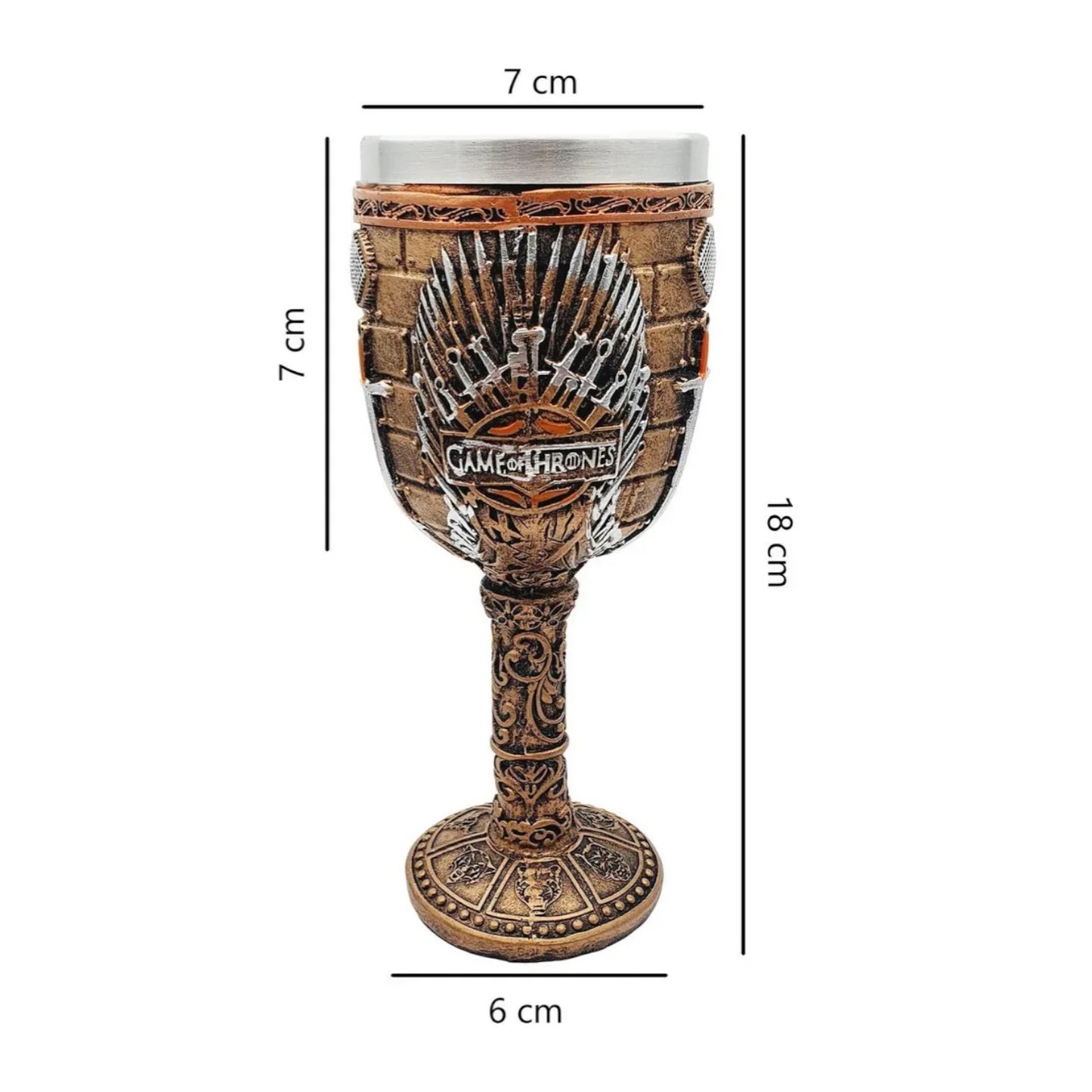 Copa Cáliz Resina Acero Game Of Thrones Iron Throne Dragones