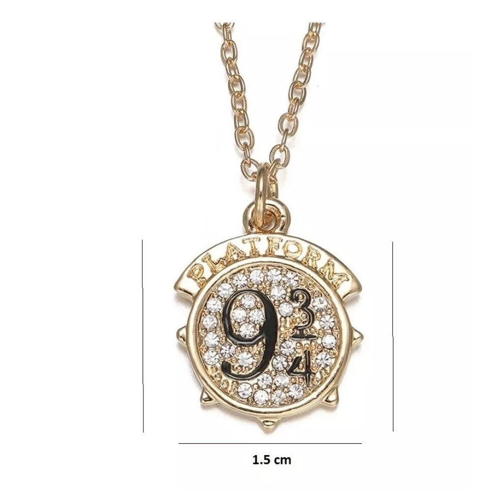 Set Collar + aros plataforma 9 3/4 gold harry potter