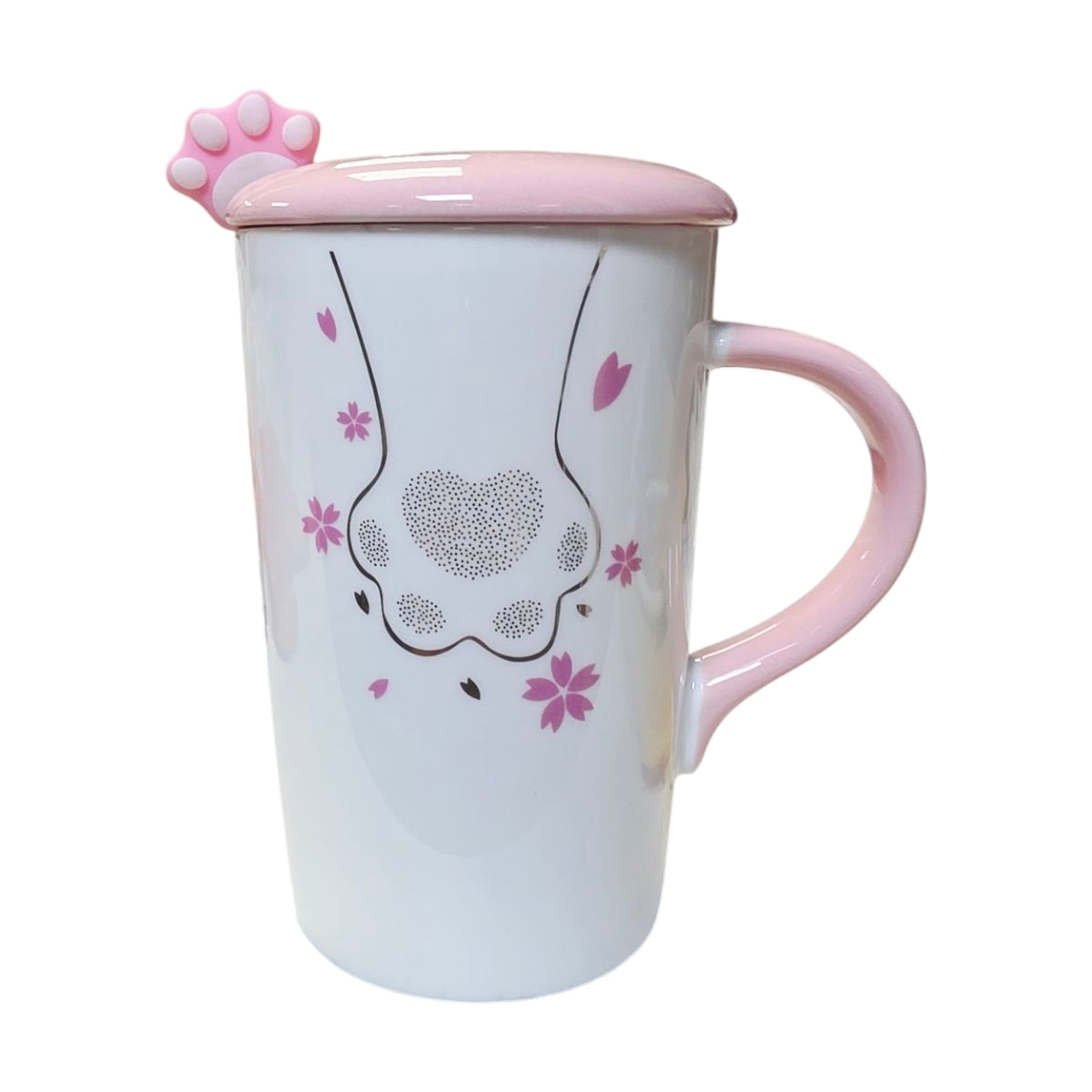 Tazón 3D cerámica patita de gato flor de sakura c/ cuchara