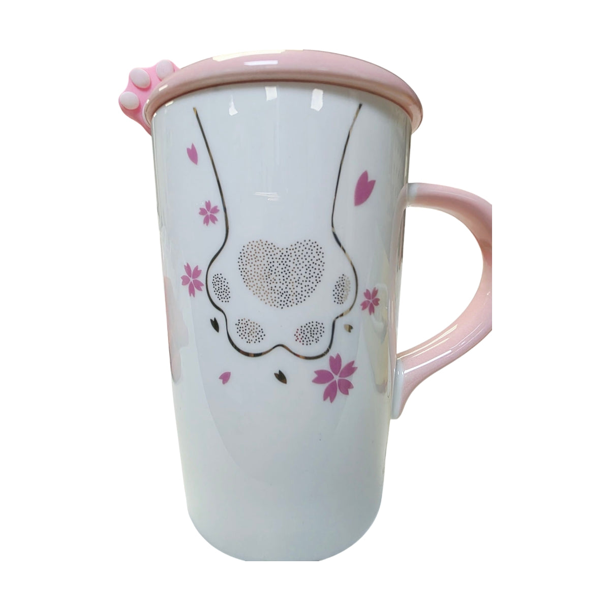 Tazón 3D cerámica patita de gato flor de sakura c/ cuchara