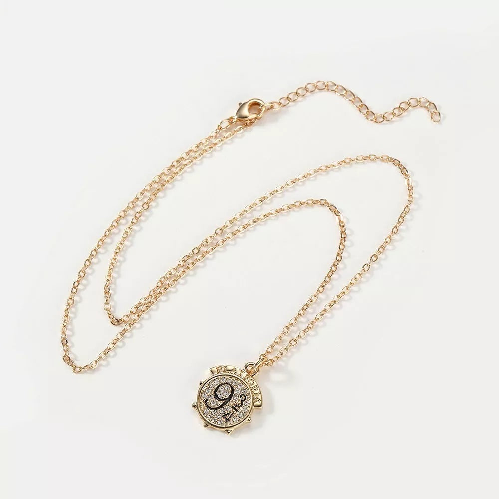 Set Collar + aros plataforma 9 3/4 gold harry potter