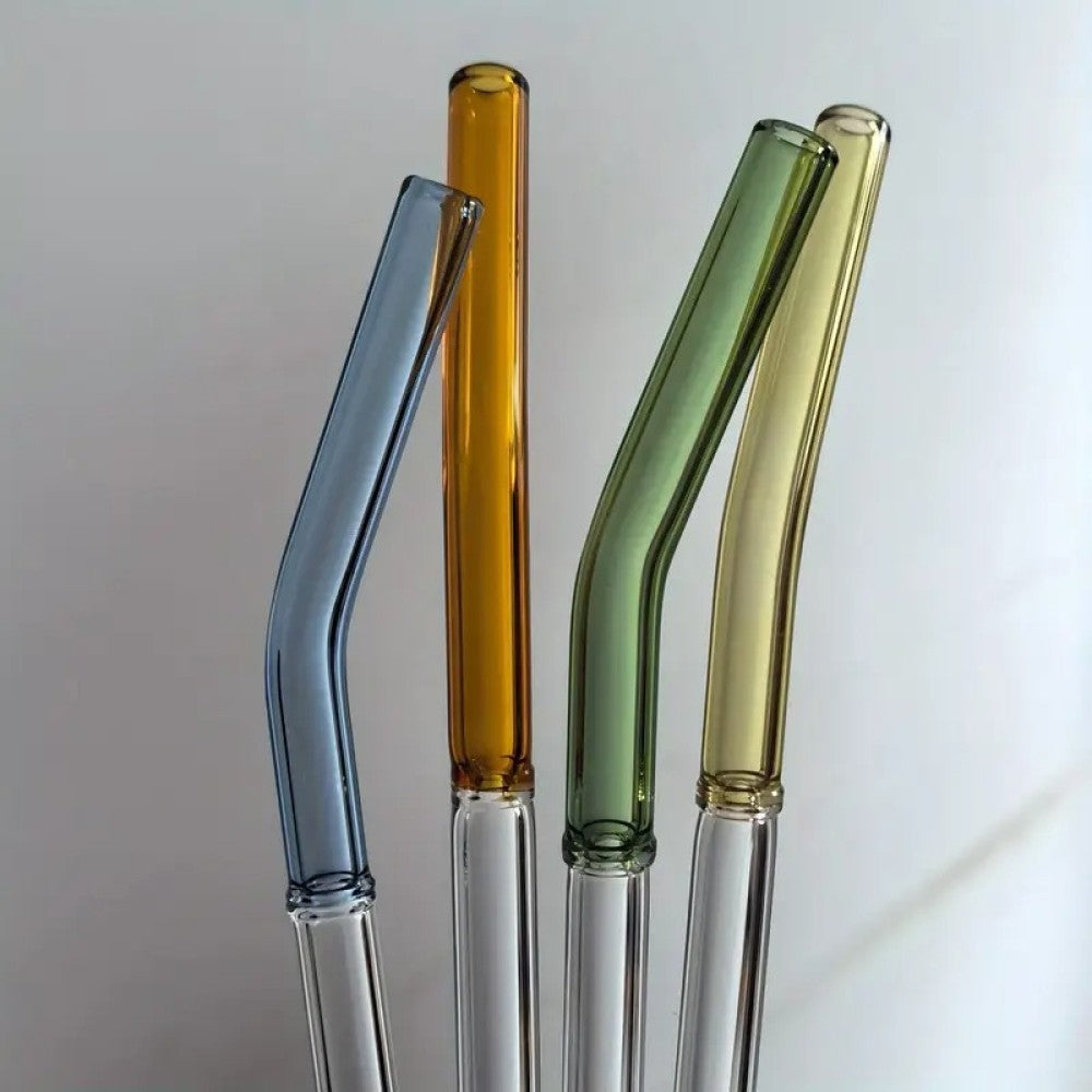 Set 6 Bombillas Reutilizable vidrio colores C/limpiador