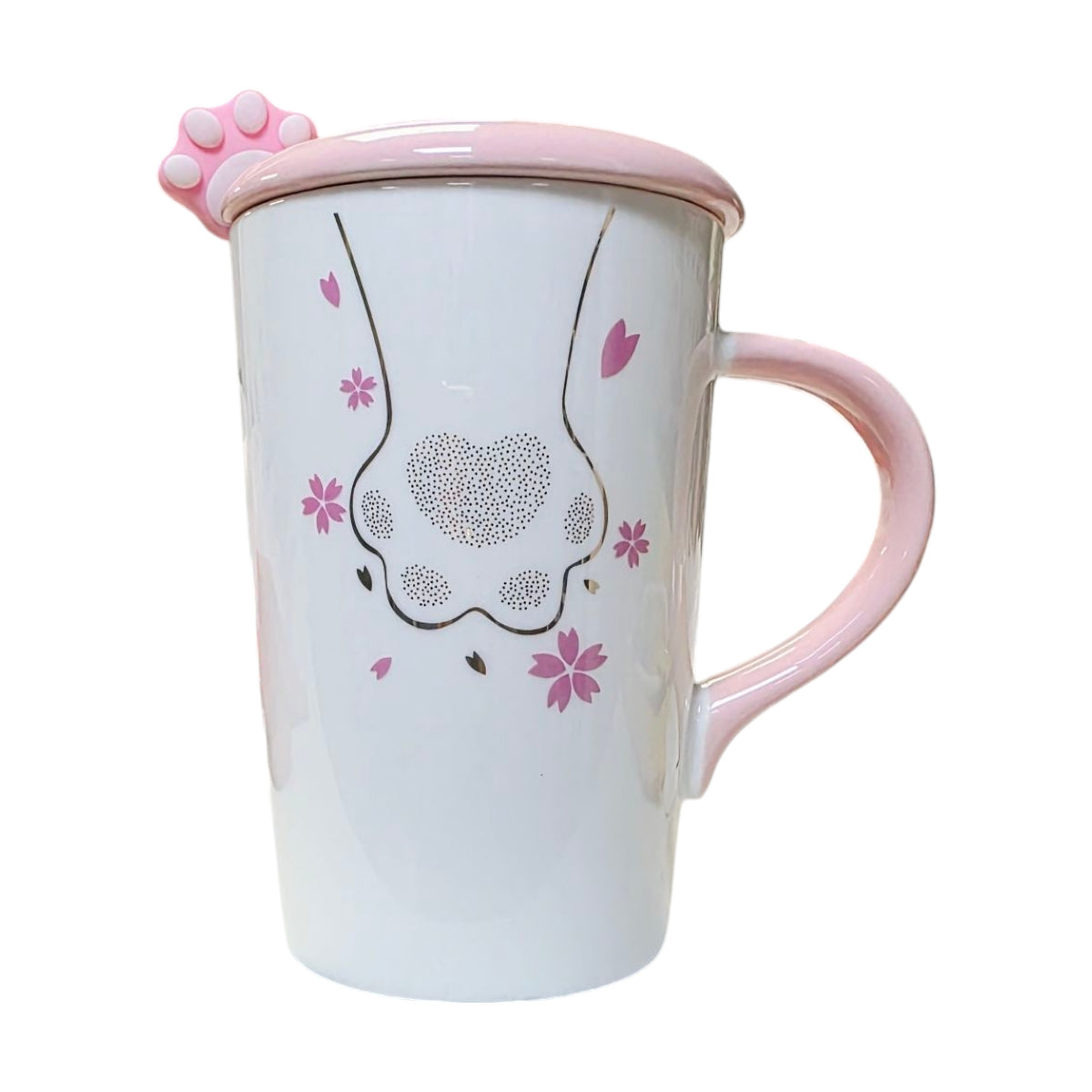 Tazón 3D cerámica patita de gato flor de sakura c/ cuchara