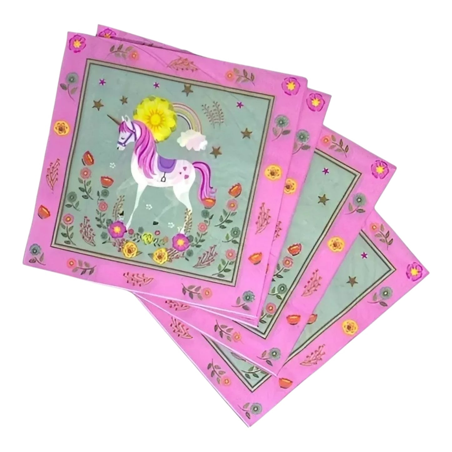 Set Cotillón Cumpleaños Unicornio 10 Niños Kawaii Rosado Tur