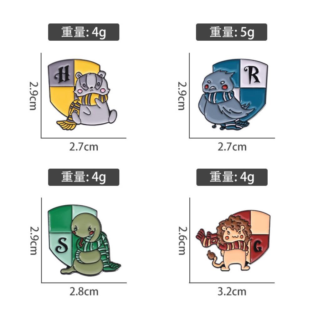 Set de Pines Harry Potter insignia animalitos kawaii