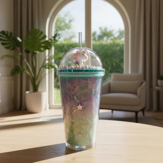 Vaso Unicornio Bombilla Glitter Y Burbujas Kawaii So Cute