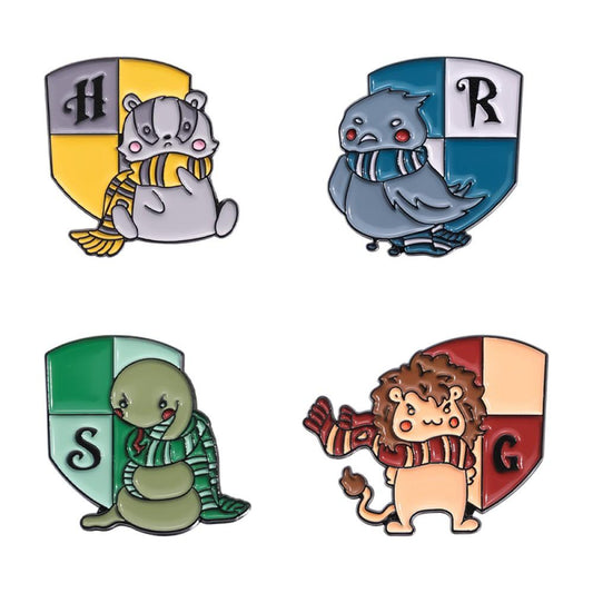 Set de Pines Harry Potter insignia animalitos kawaii