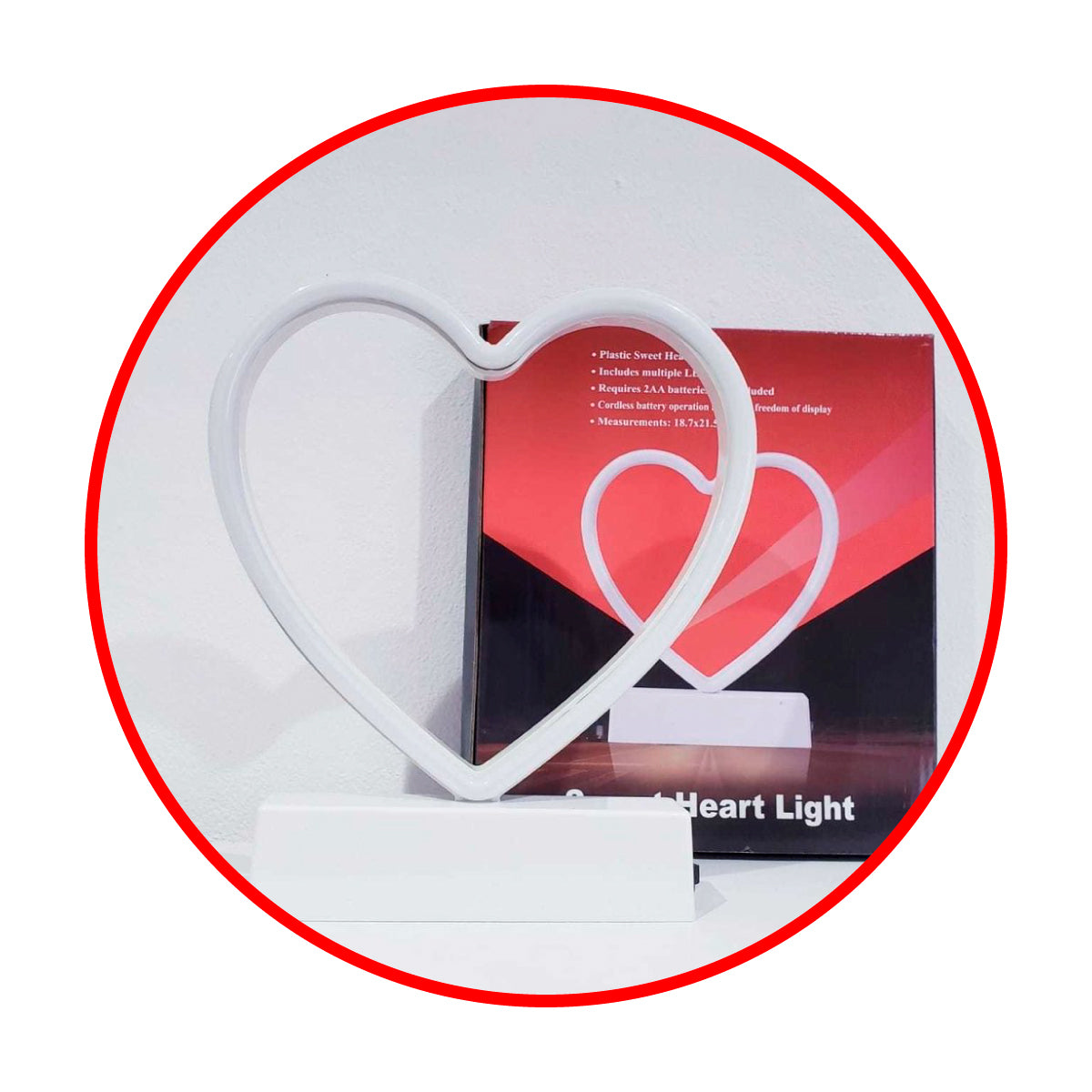 Lámpara Neón led corazón pila decoracion
