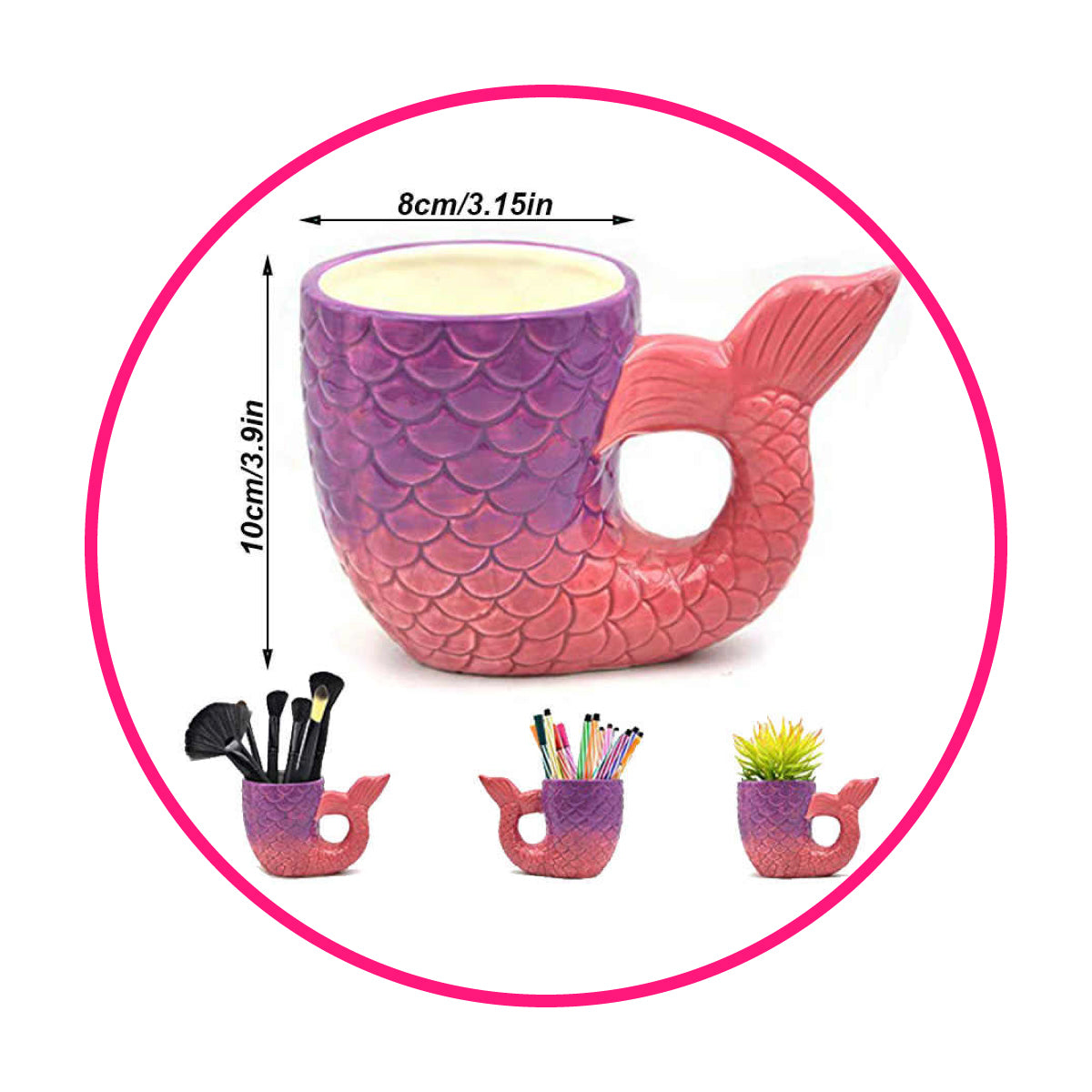 Tazón taza cerámica cola de sirena