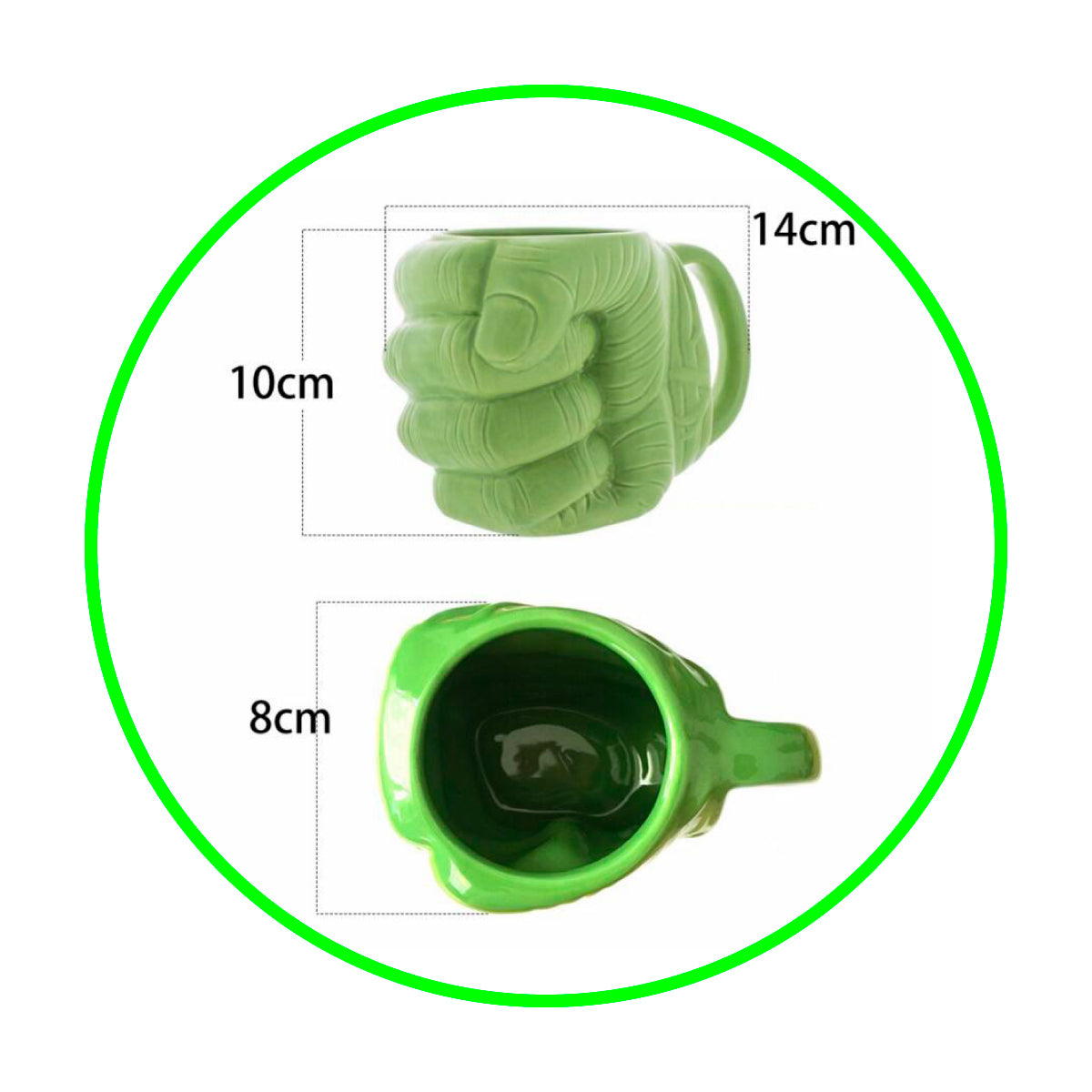 Tazón Taza 3d Cerámica Puño Hulk Marvel (estoykuku)