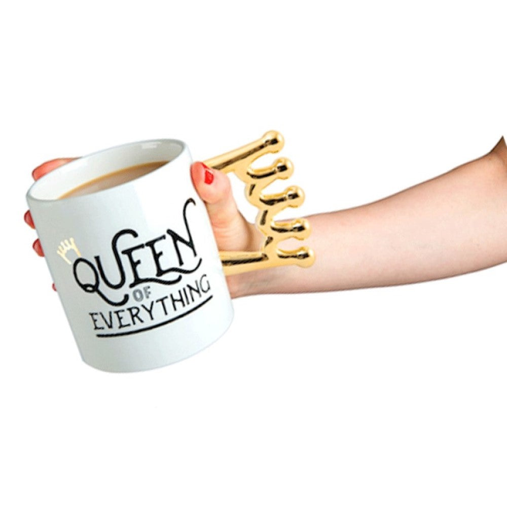 Taza Tazón Mug Cerámica Queen Of Everything Mango Metalico