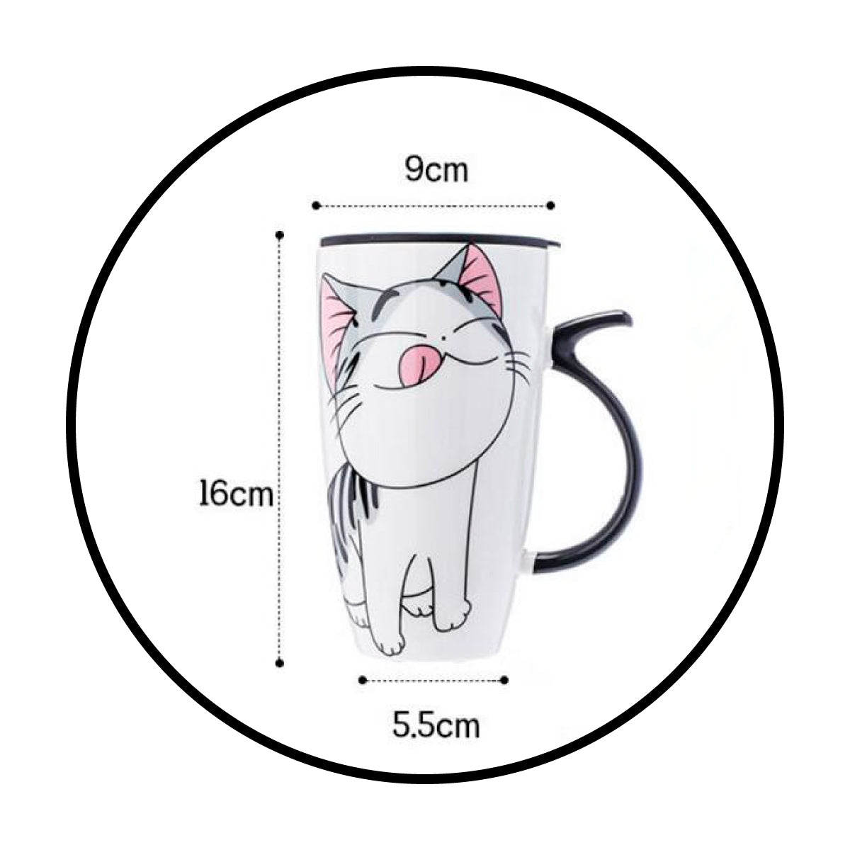 Tazón ceramica gatito Chi c/ tapa cuchara y bombilla