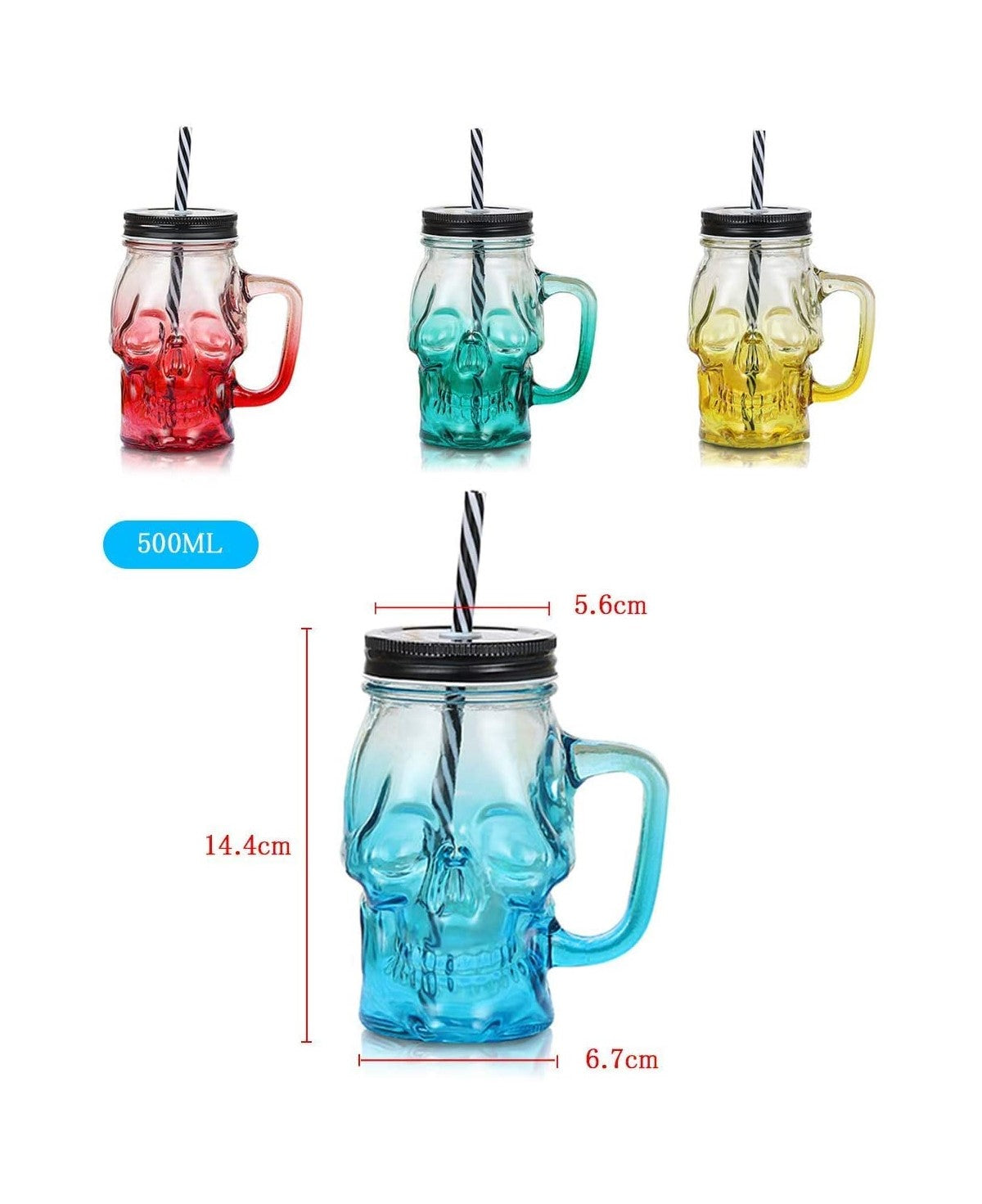 Vaso Jarro Mason en forma de calavera c/ bombilla