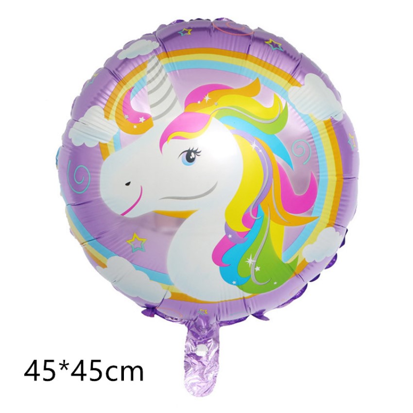 Globo Unicornio Metalico Redondo Pequeño Kawaii Cumpleaños