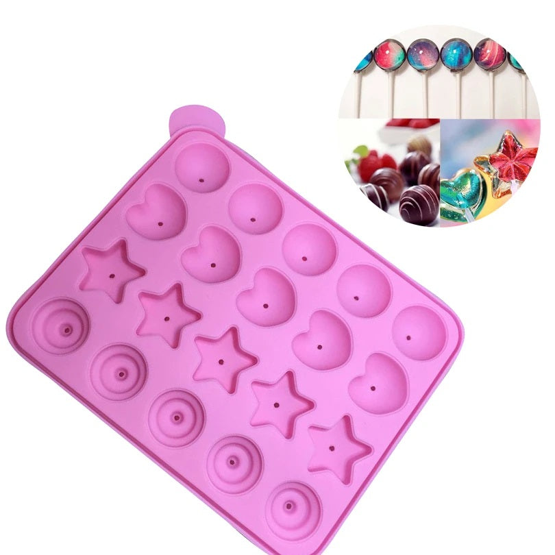 Molde de Silicona 20 Cake pop estrella corazon cupcake