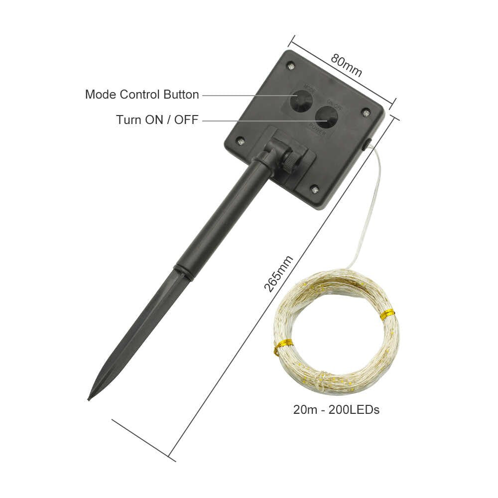 Guirnalda Solar 200 Micro Led Hadas 20 M Fairy light blanca