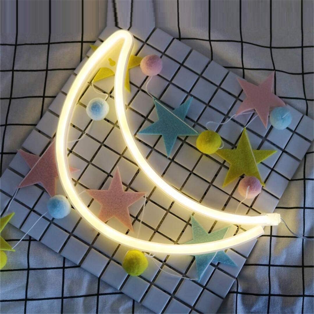 Lampara De Neon Pilas Forma Luna Candy Bar Led
