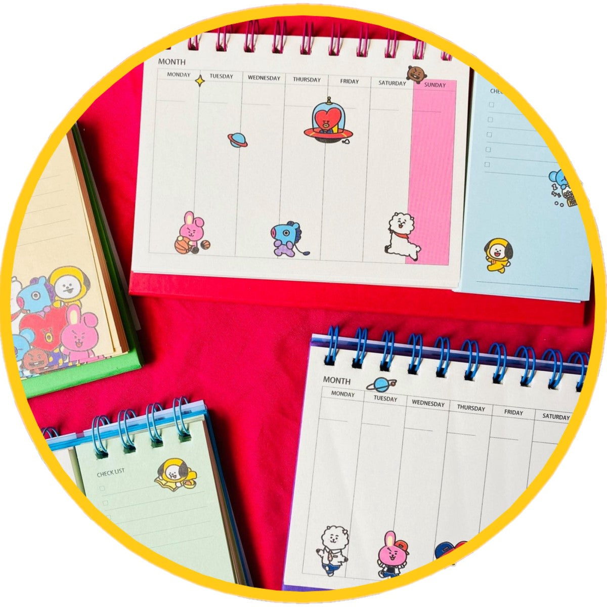 Set BTS Organizador BT21 Planners notas adhesivas Kawaii