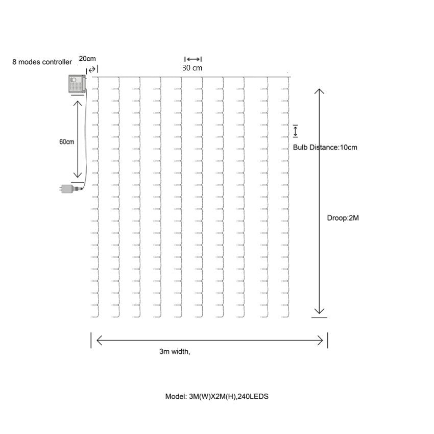 Cortinas 240 Led Multicolores 3 X 2 Mts Matrimonios Eventos