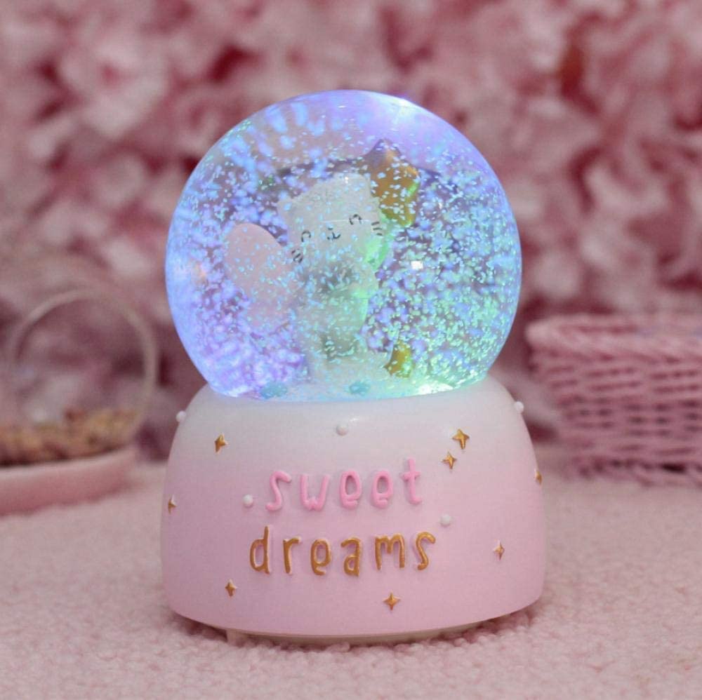 Esfera Bola de nieve gatito musical lampara espantacuco