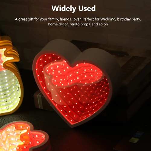 Lámpara Decoracion Corazón Espejo Luz Infinita