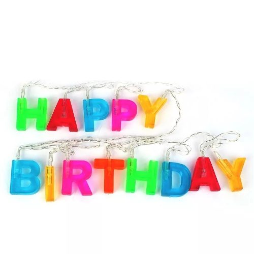 Guirnalda Luces Led Happy Birthday 1,5 Metros Pilas