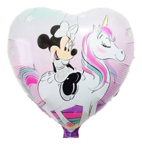Set 2 Globos Corazón Minie Unicornio Y Flamenco 45 Cm