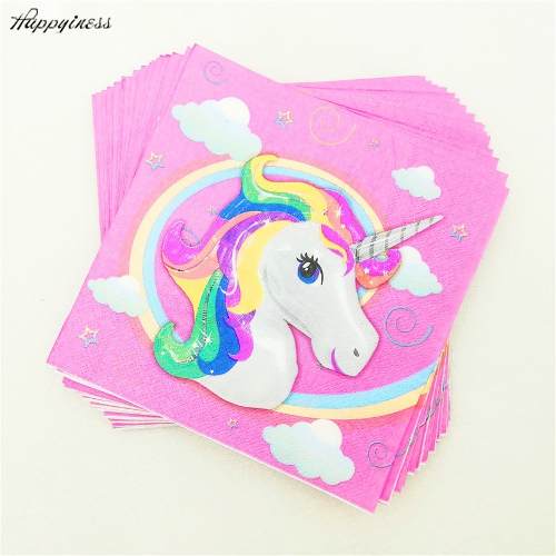 20 Servilletas Unicornio Cumpleaños Cotillón Kawaii