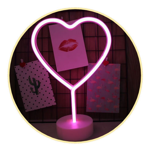 Lámpara 3d Neón Led Corazón Rosado