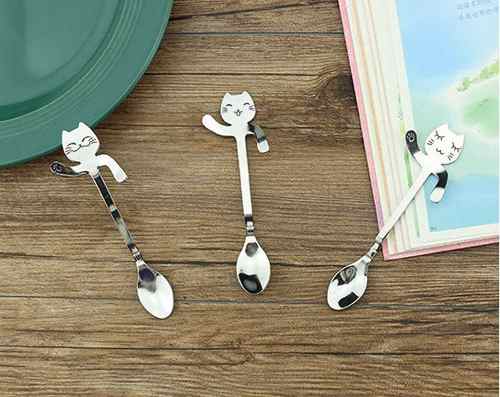 Pack 4 Cuchara Gatitos Acero Inoxidable Kawaii