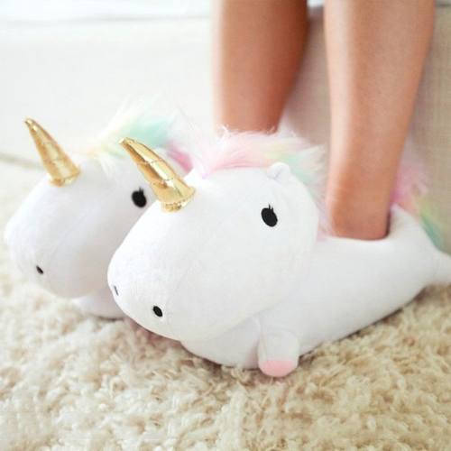 Pantuflas Blancas Exclusivas Unicornio Kawaii