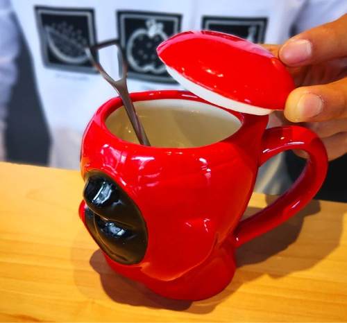 Tazón Taza 3d Cerámica Deadpool Con Tapa Marvel (estoykuku)