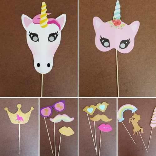 Máscaras (photo Props) Selfies 12 Pcs Unicornio Kawaii