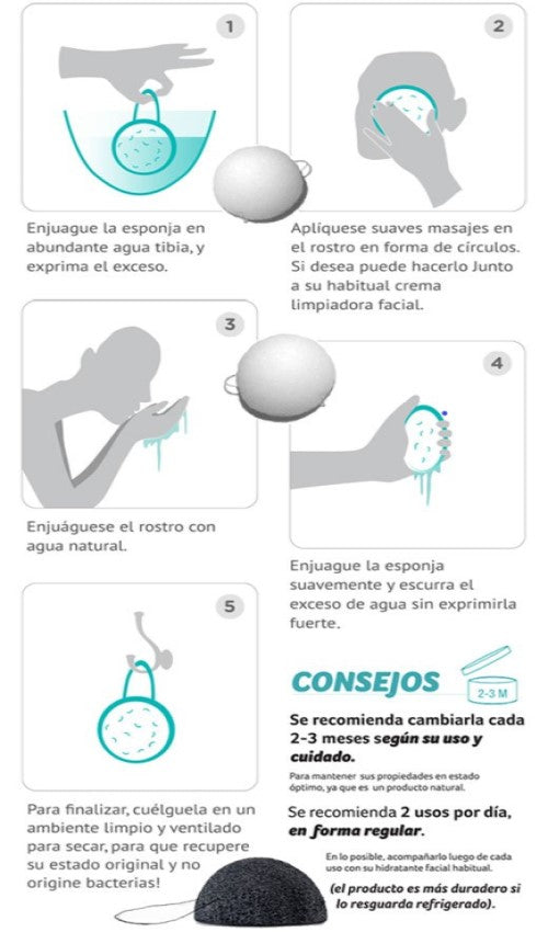 Set 5 Esponja Konjac Natural Coreana