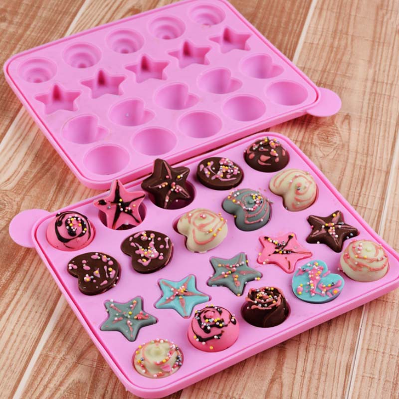 Molde de Silicona 20 Cake pop estrella corazon cupcake