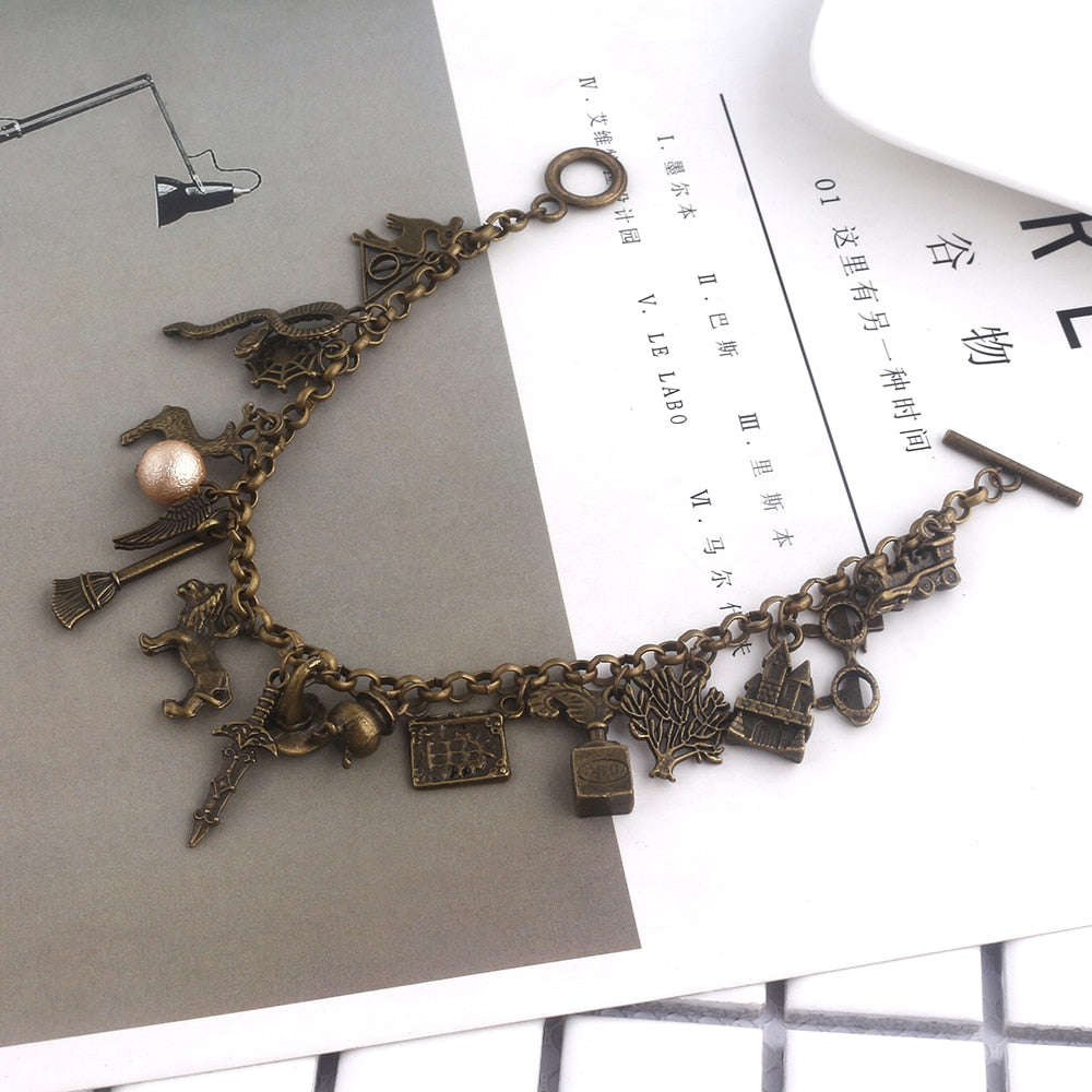 Pulsera 18 dijes HP Harry snitch reliquia de la muerte