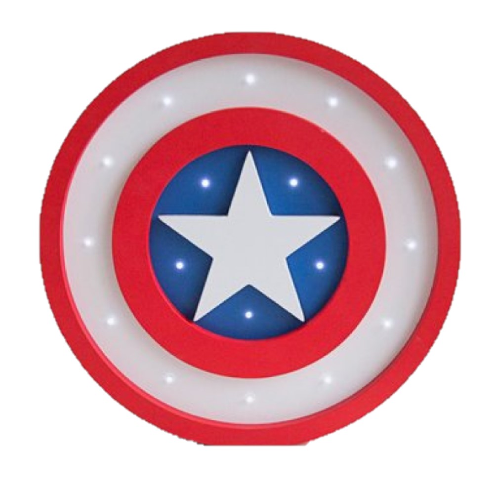 Lámpara Led Madera Escudo Capitan America Marvel